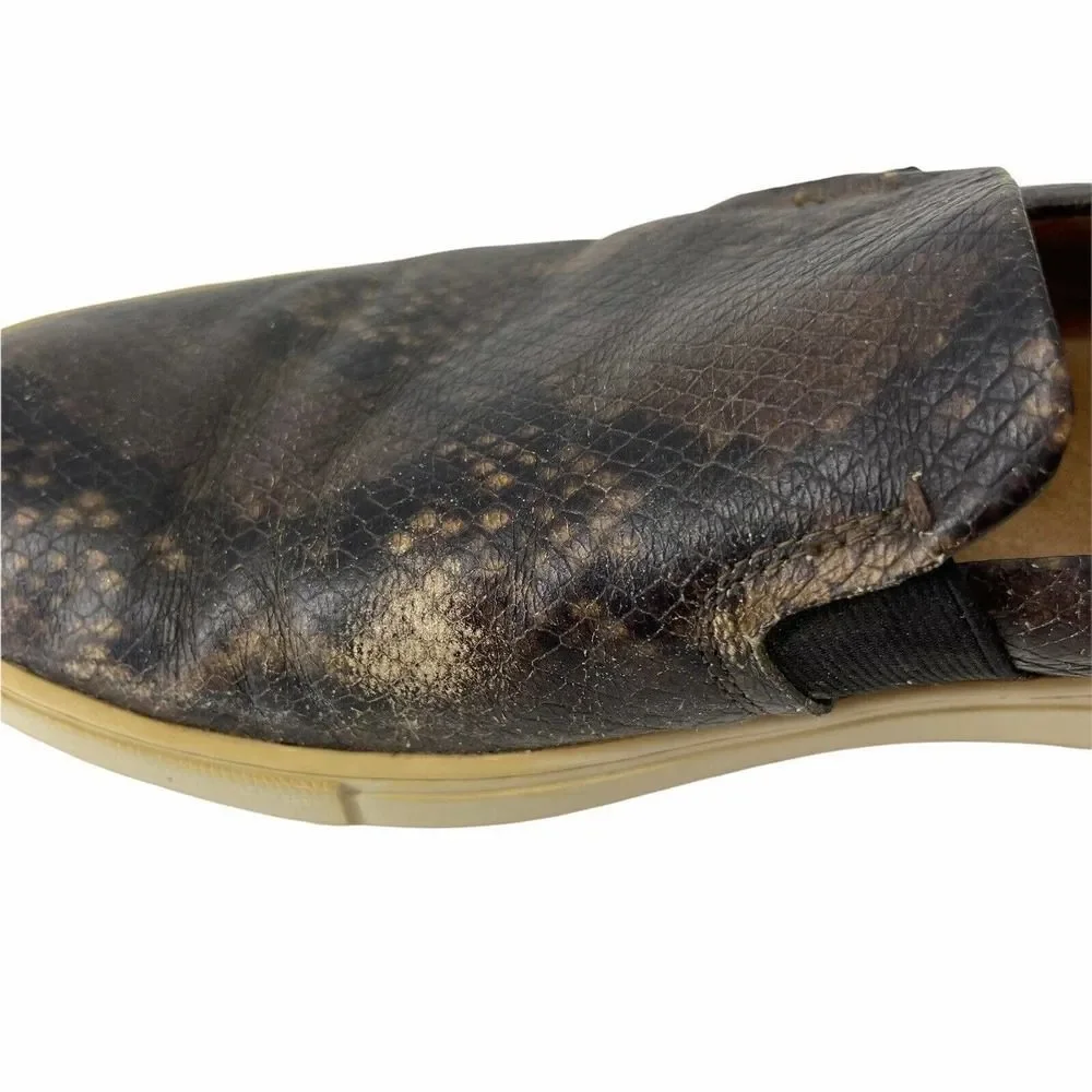 Frye Ivy Slip Shoes Snakeskin Pattern Womens Size 11 Dark Brown Casual Flats